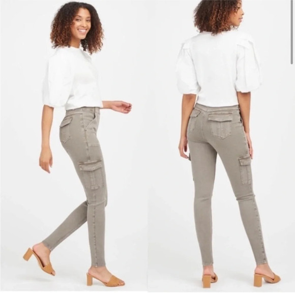 Spanx Stretch Twill Ankle Skinny Cargo Pant in Desert Dune Size S - Picture 9 of 15